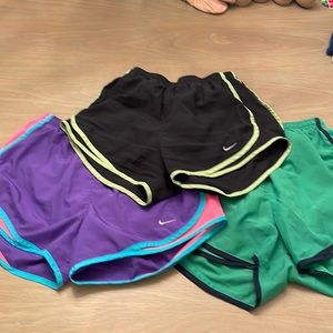 Nike 3 pack shorts-purple+green=size S- Black= size XS